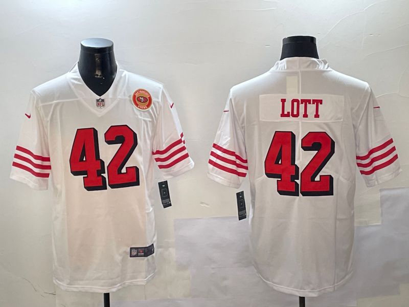 Men San Francisco 49ers #42 Lott White Throwback 2024 Nike Limited NFL Jersey style 01045->san francisco 49ers->NFL Jersey